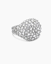 Reverse Set Pavé Signet Ring in 18K White Gold with Diamonds, 17.5mm